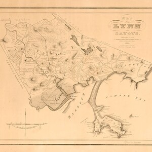 1829 Map of Lynn and Saugus, Massachusetts