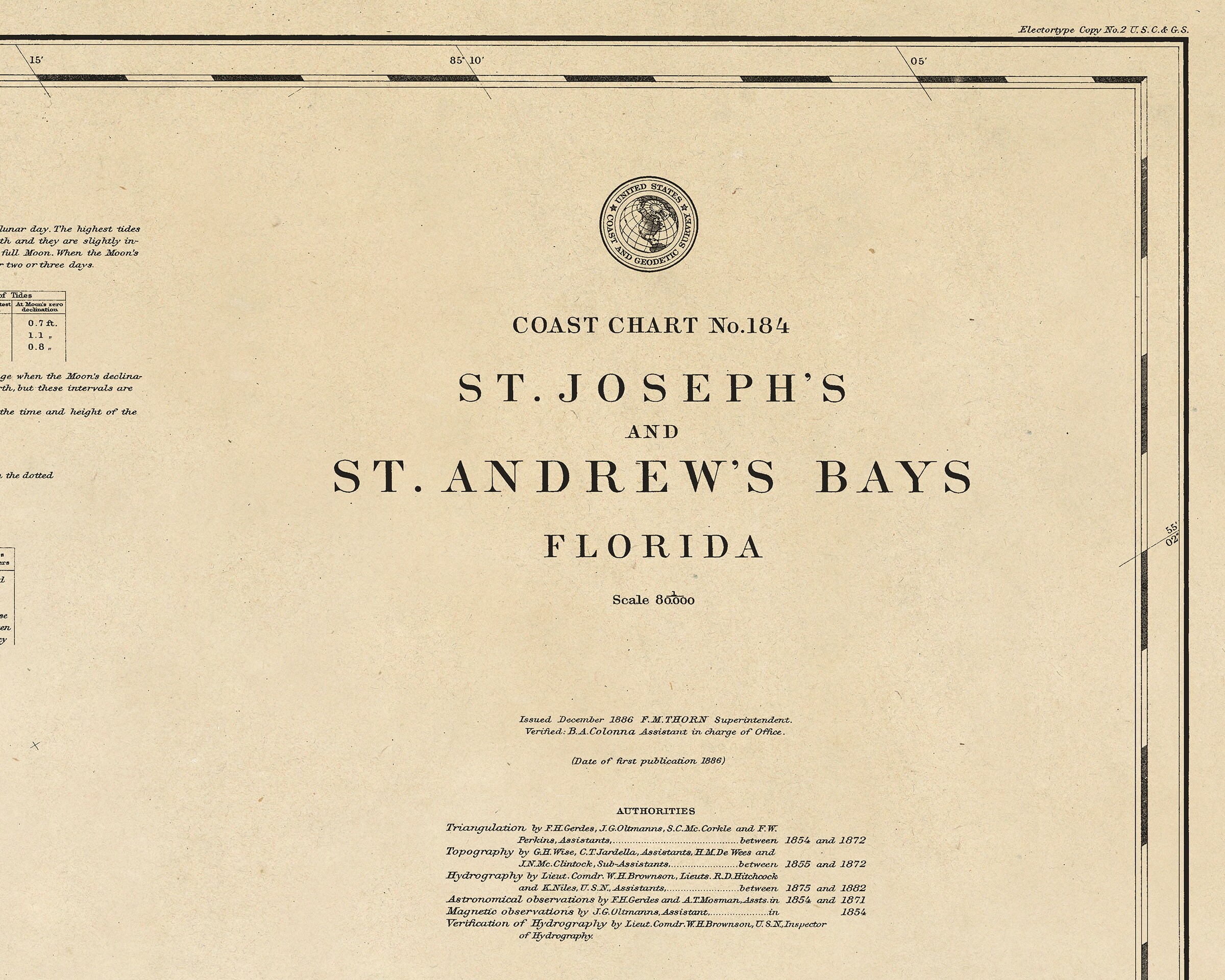 1886 Nautical Chart of Saint Josephs and Saint Andrews Bays Etsy
