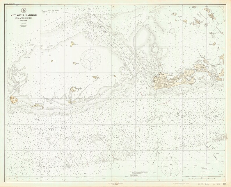 1923 Nautical Chart of Key West Harbor Etsy