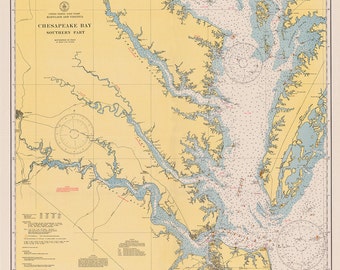 1940 Nautical Chart of Chesapeake Bay