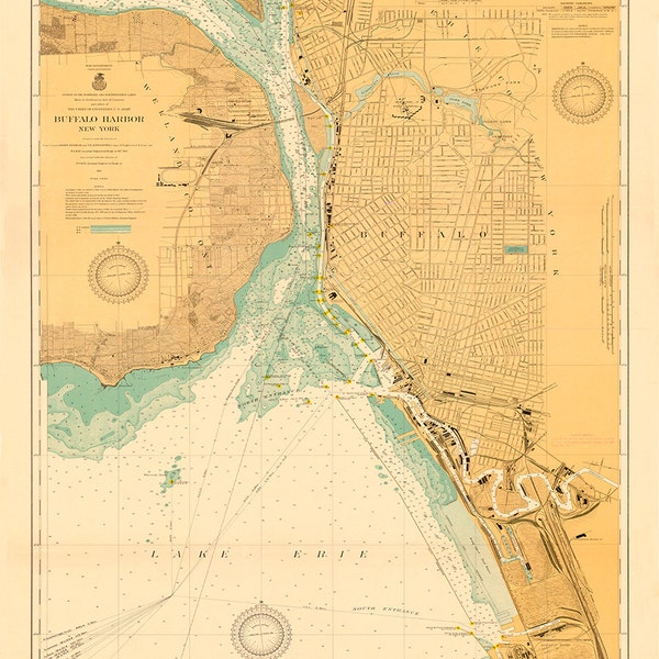 1918 Nautical Chart of Buffalo Harbor