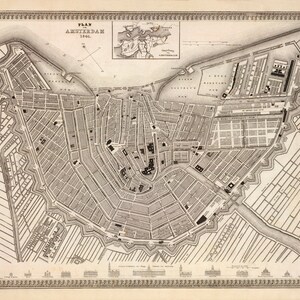 1844 Karte von Amsterdam