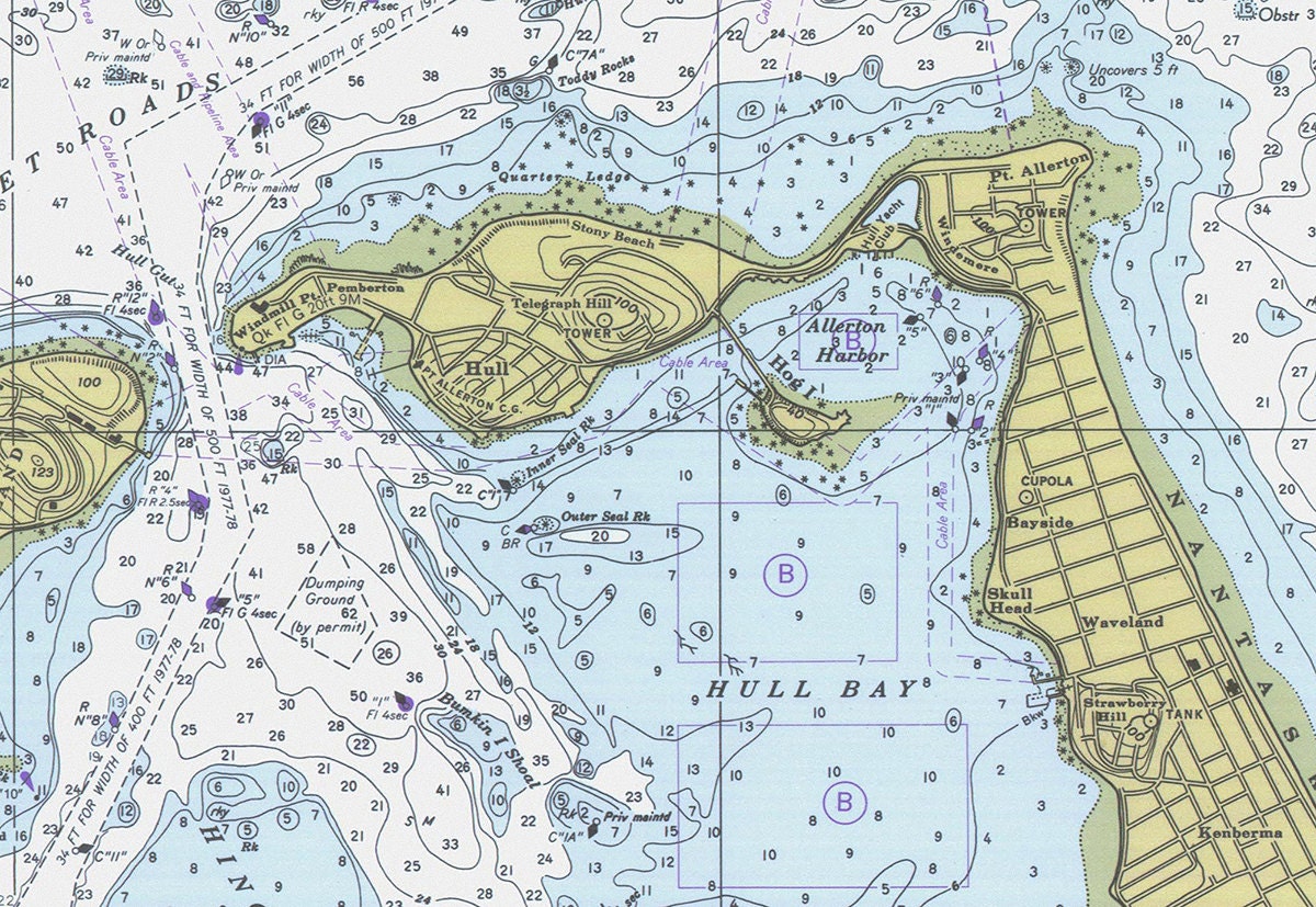 1979 Nautical Chart of Boston Harbor Etsy