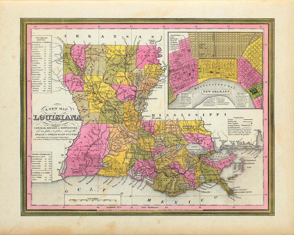 1846 Map of Louisiana