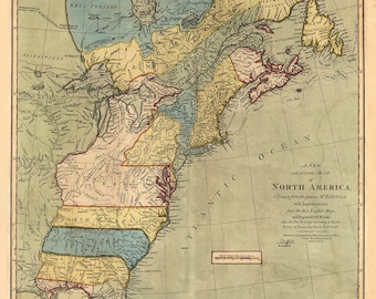 Mapa de los Estados Unidos y Canadá de 1771