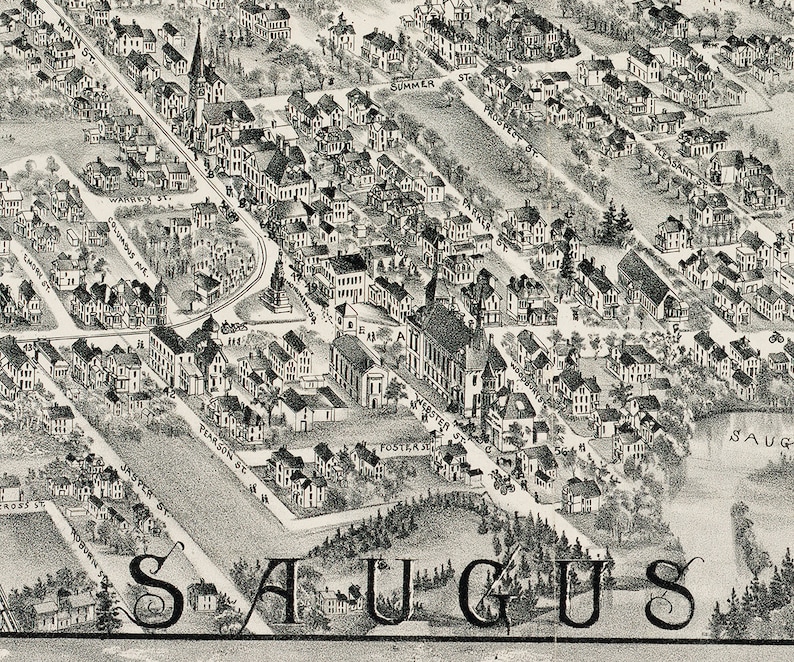 1896 Map of Saugus, Massachusetts Etsy
