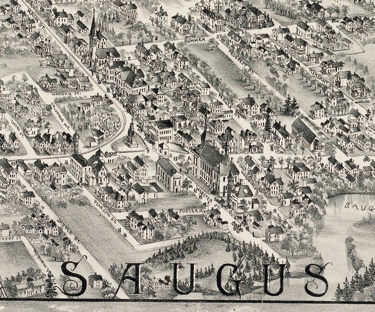 1896 Map of Saugus, Massachusetts Etsy