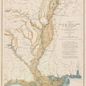 1861 Kaart van de alluviale regio van de Mississippi