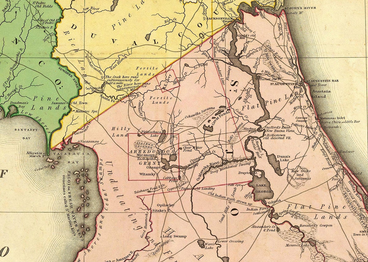 1823 Map of Florida Etsy