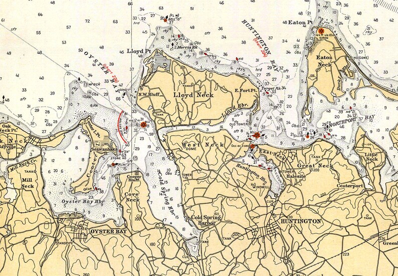 1934 Nautical Chart of Long Island Sound Etsy