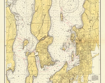 1937 Nautical Chart of Newport Harbor