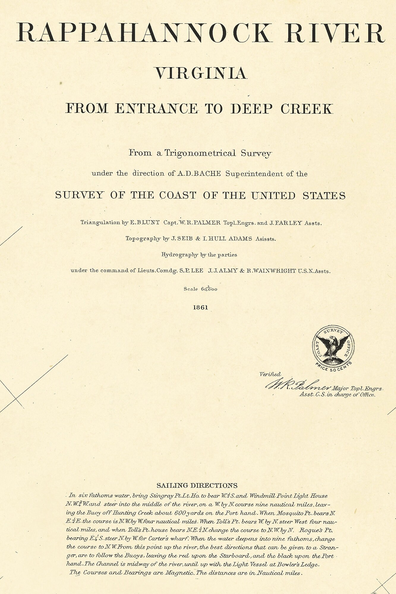 1861 Nautical Chart of the Rappahannock River Etsy
