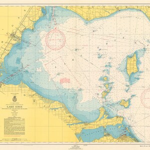 1950 Nautical Chart of Lake Erie