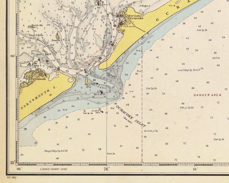1942 Nautical Chart of Cape Hatteras Etsy
