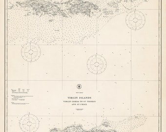 1921 Nautical Chart of the Virgin Islands