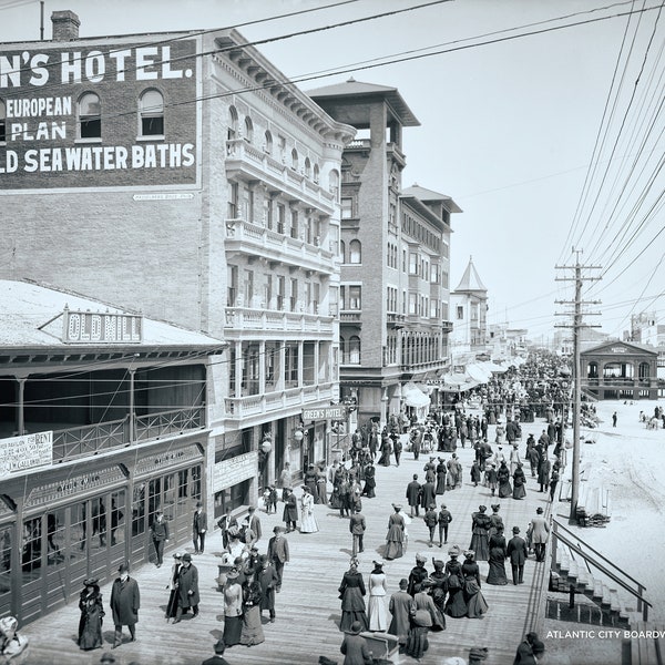 Vintage Photograph of The Atlantic City Boardwalk circa 1904