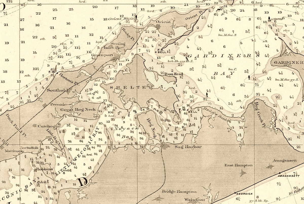 1896 Nautical Chart of Long Island Sound Etsy