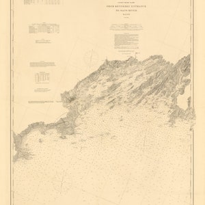 Carta náutica de 1887: entrada de Kennebec al río Saco