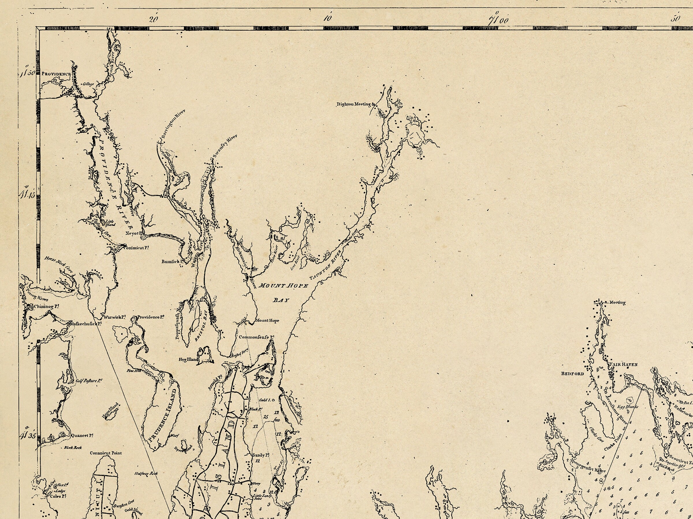 1781 Nautical Chart of Buzzards Bay and Vineyard Sound Etsy