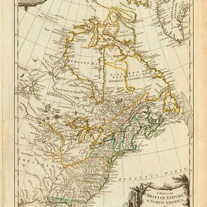 1776-Karte der USA und Kanada