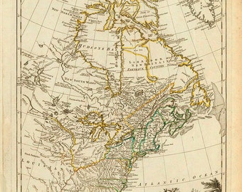 Mapa de los Estados Unidos y Canadá de 1776