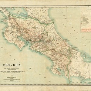 Carte 1903 du Costa Rica