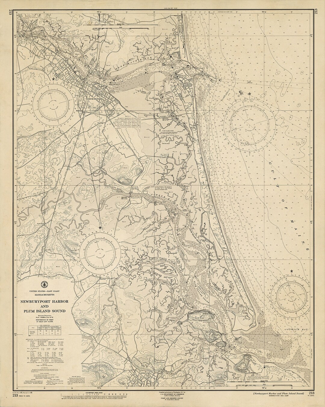1965 Nautical Chart of Newburyport Harbor & Plum Island Sound Etsy