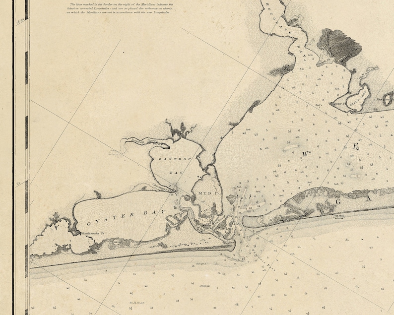 1898 Nautical Chart of Galveston Bay Etsy