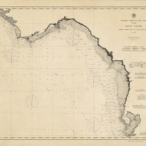 1888 Nautical Chart of the Gulf Coast