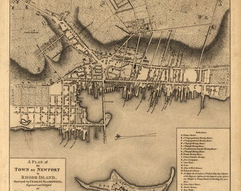 1777 Map of Newport, Rhode Island