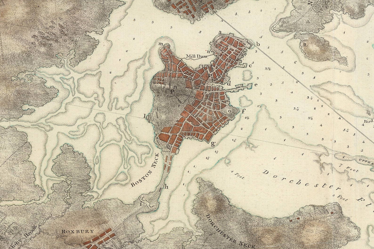 1775 Nautical Chart of Boston Harbor Surrounding Area Etsy