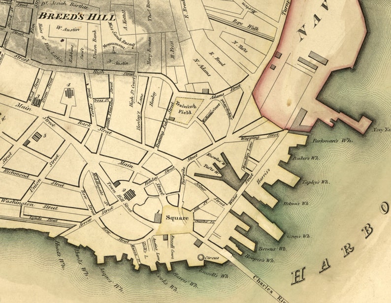 1818 Map of Charlestown Massachusetts Etsy