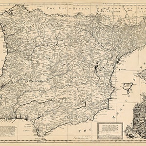 1711 Karte von Spanien und Portugal