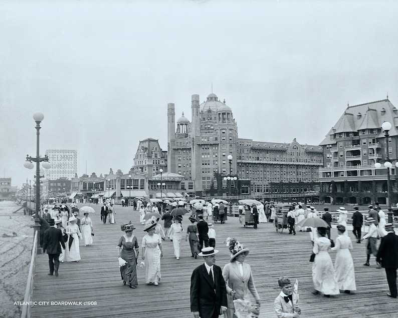 View of Vintage Photograph of the Atlantic City Boardwalk Circa 1908 - Etsy