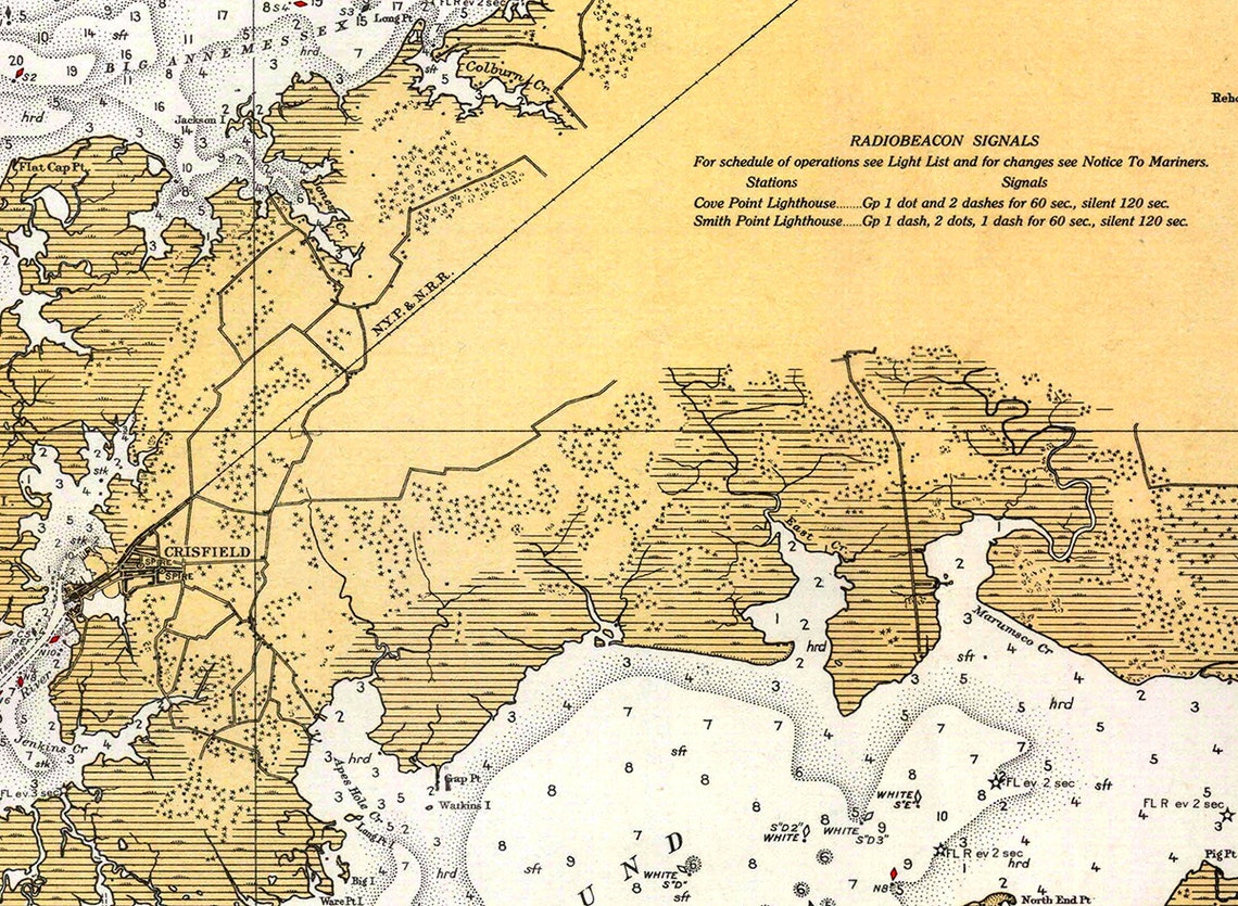 1934 Nautical Chart of Chesapeake Bay Etsy