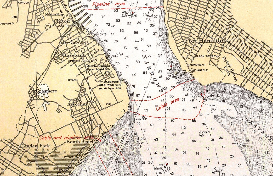 1932 Nautical Chart of New York Harbor Etsy