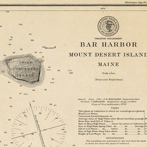 1885 Nautical Chart of Bar Harbor