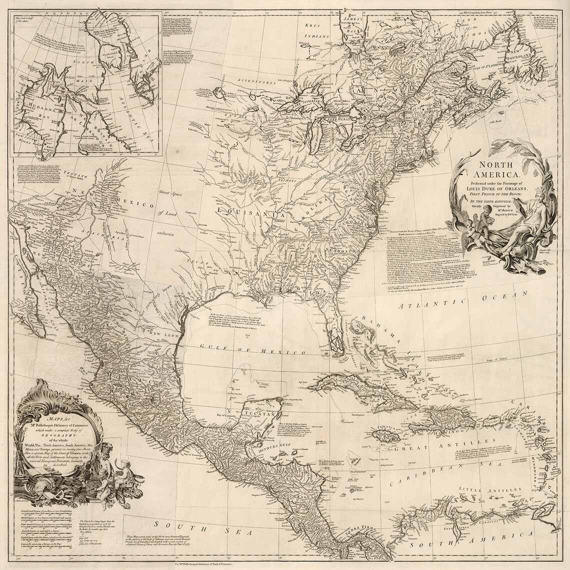 1774 Map of North America - Etsy