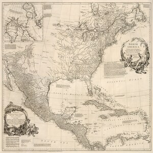 1774 Carte de l'Amérique du Nord
