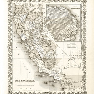 1856 Carte de la Californie