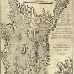1777, carte de la baie de Narragansett