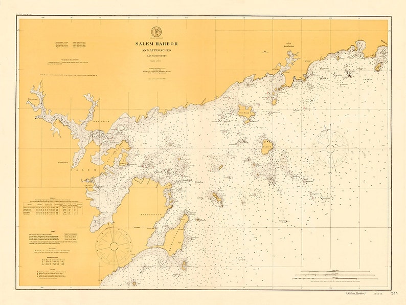 1899 Nautical Chart of Salem Harbor Etsy