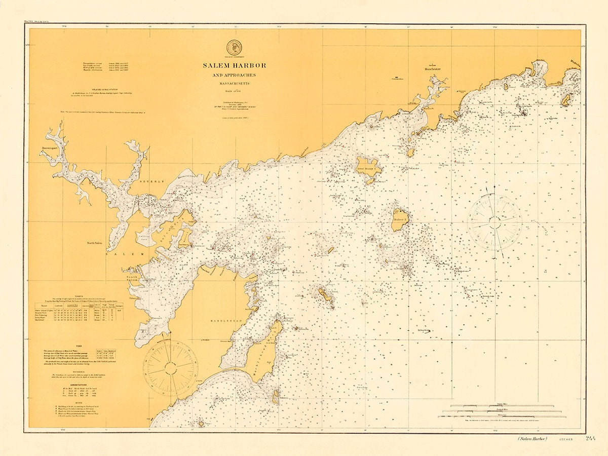 1899 Nautical Chart of Salem Harbor Etsy