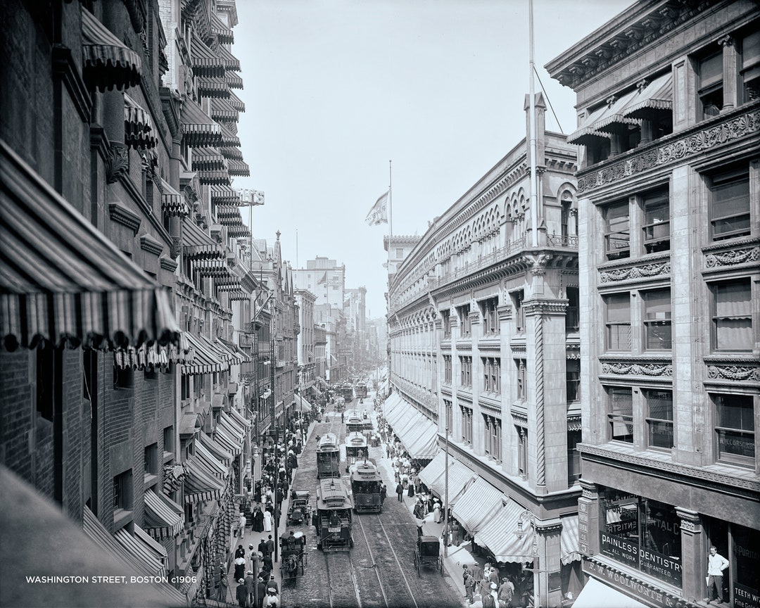 Vintage Photograph of Washington Street in Boston Circa 1906 Etsy