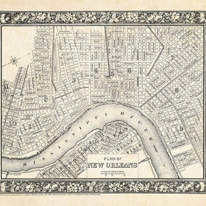 1865-Karte von New Orleans