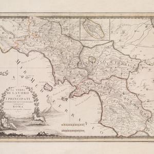 1790 Karte der Region Kampanien in Italien