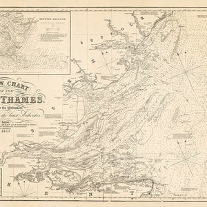 1852 Nautical chart of the River Thames