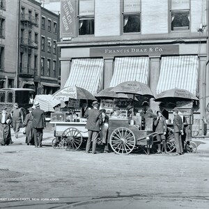 Vintage Photograph of the Broad Street Lunch Carts in New York circa 1906