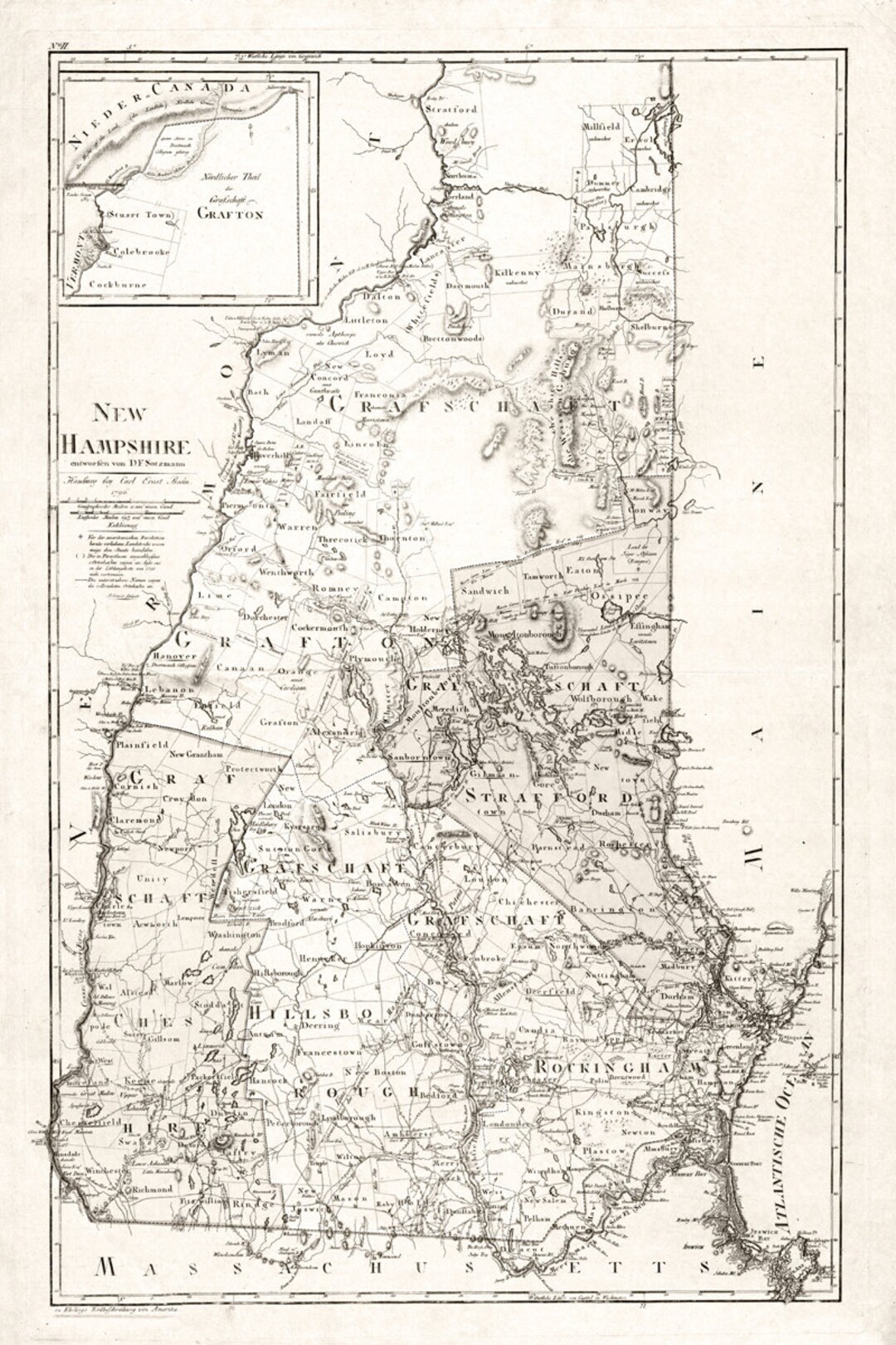 1796 Map of New Hampshire Etsy