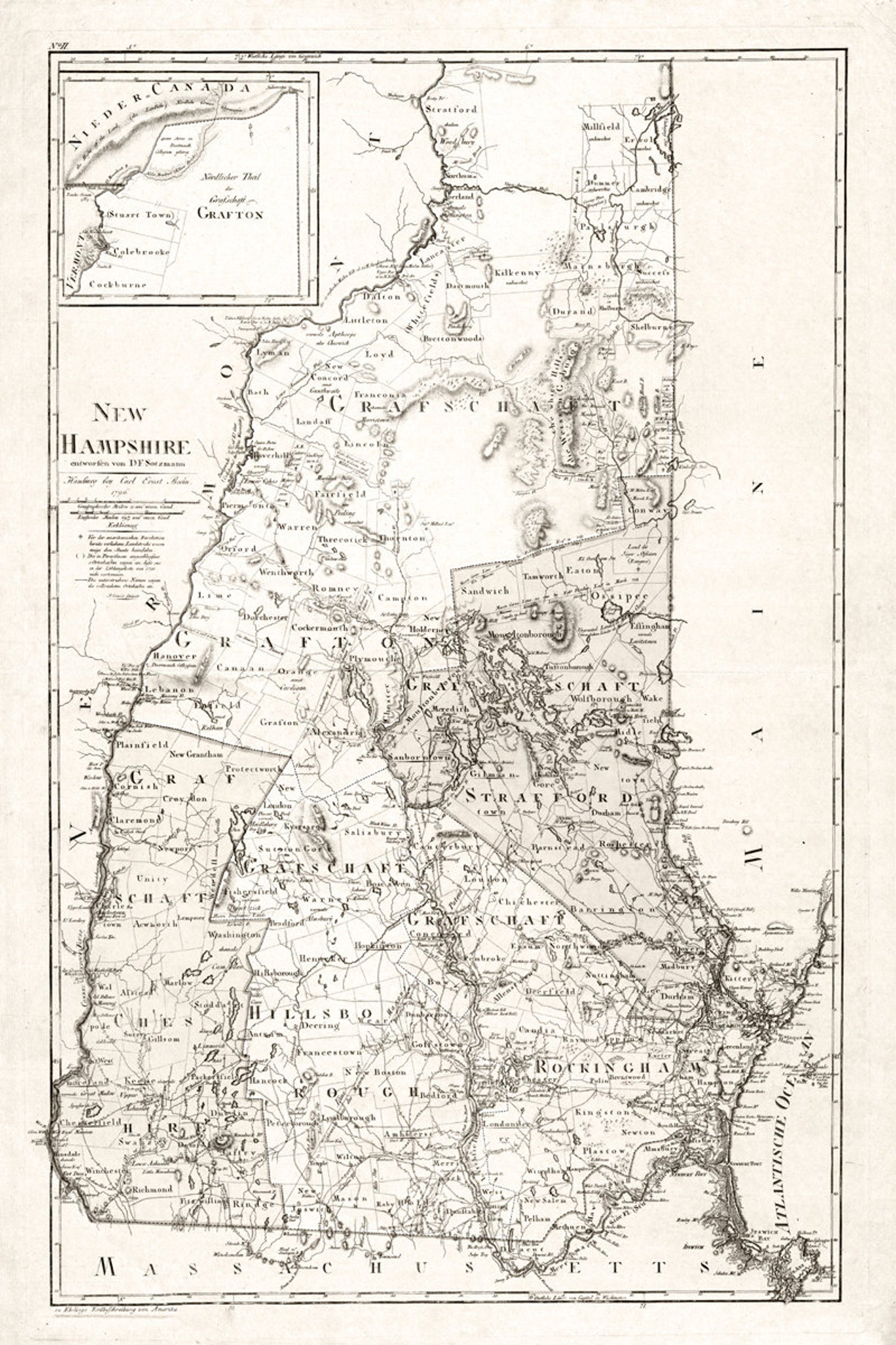 1796 Map of New Hampshire Etsy
